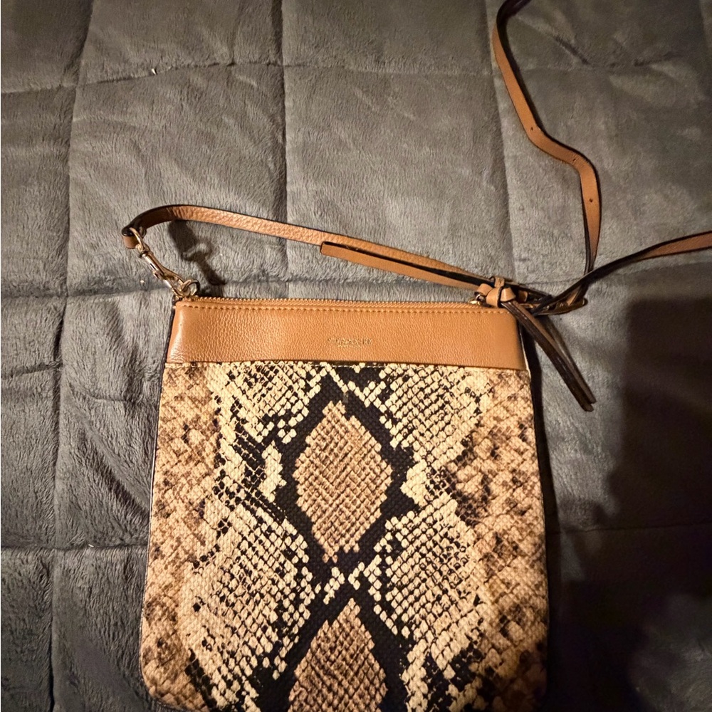 Coach Snake-Print Crossbody with Tan Trim - Picture 2 of 6